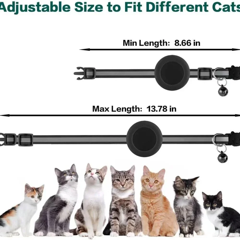 Airtag Cat Collar Breakaway, Reflective Kitten Collar with Apple Air Tag Holder